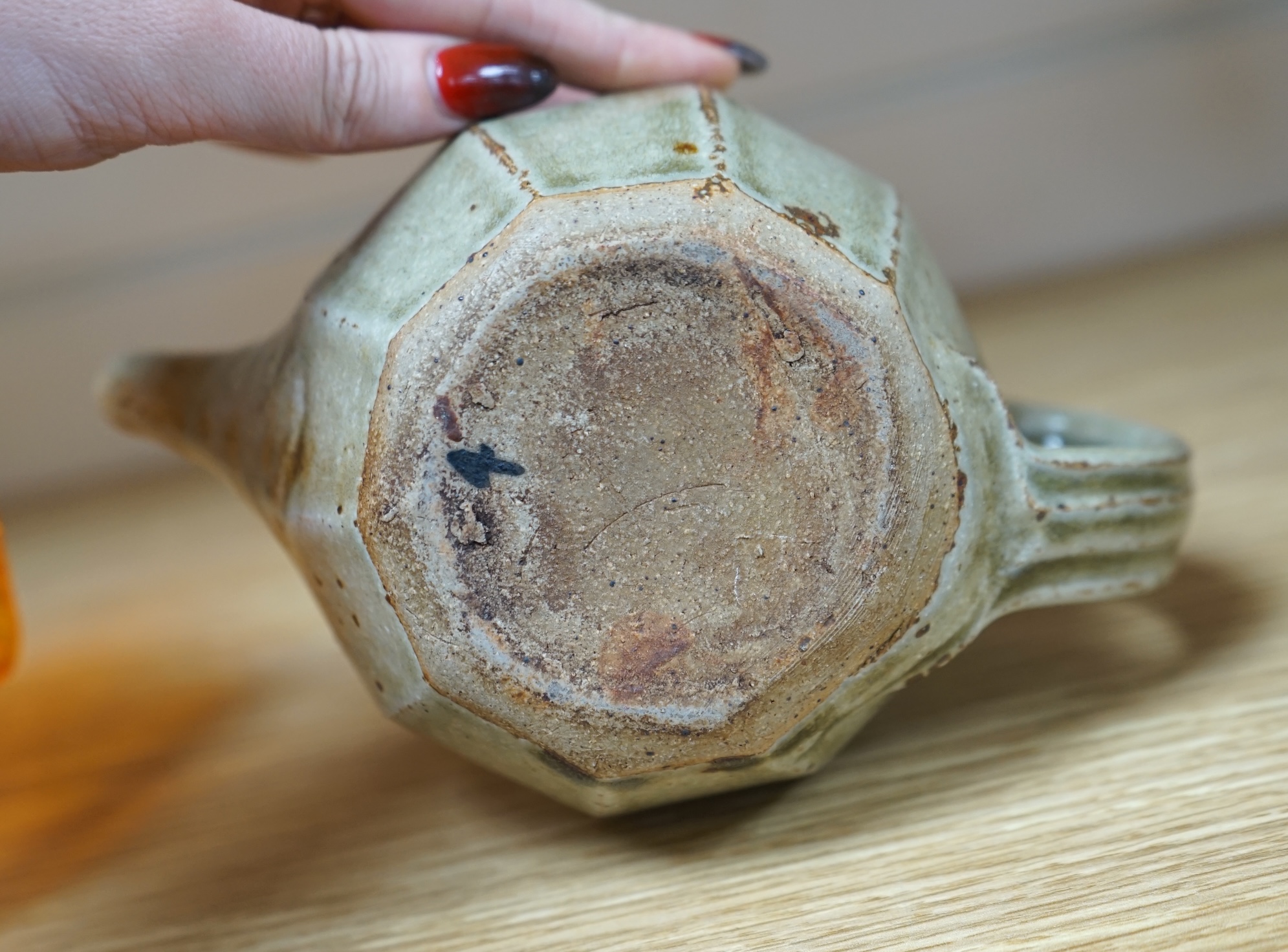 Richard Batterham (1936-2021), a stoneware studio pottery teapot, 18.5cm wide. Condition - good, minor chip to spout